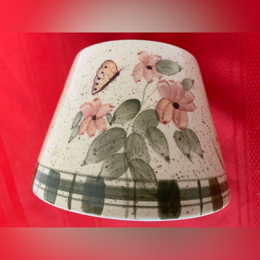 HOME INTERIORS Garden Candle Lamp Decor Flowers & Butterflies Vintage #11950 NEW